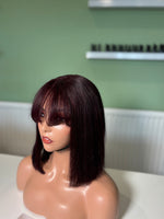 Load image into Gallery viewer, Burgundy Bob Wig with Fringe 100% Human Hair Ready to Wear wig
