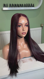 Load and play video in Gallery viewer, Burgundy 3x6 Closure Wig 100% Vietnamese Human Hair Ready to Wear hd lace
