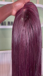 Load and play video in Gallery viewer, Burgundy 3x6 Closure Wig 100% Vietnamese Human Hair Ready to Wear hd lace
