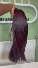 Load and play video in Gallery viewer, Burgundy 3x6 Closure Wig 100% Vietnamese Human Hair Ready to Wear hd lace
