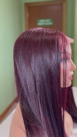Load and play video in Gallery viewer, Burgundy 3x6 Closure Wig 100% Vietnamese Human Hair Ready to Wear hd lace
