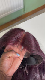 Load and play video in Gallery viewer, Burgundy 3x6 Closure Wig 100% Vietnamese Human Hair Ready to Wear hd lace
