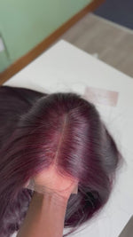 Load and play video in Gallery viewer, Burgundy 3x6 Closure Wig 100% Vietnamese Human Hair Ready to Wear hd lace
