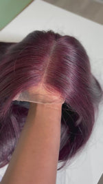 Load and play video in Gallery viewer, Burgundy 3x6 Closure Wig 100% Vietnamese Human Hair Ready to Wear hd lace
