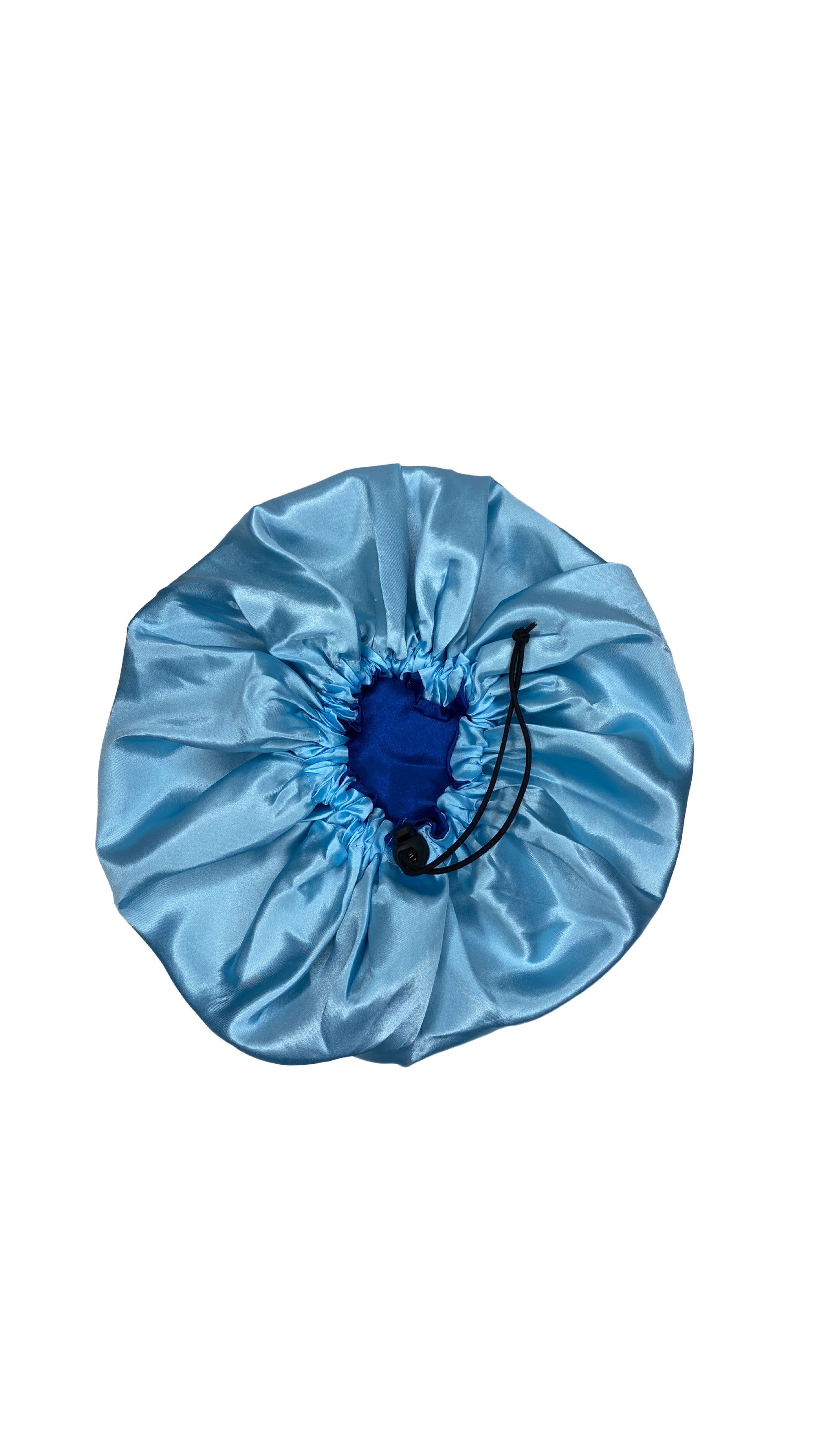 Navy blue reversible silky satin bonnet