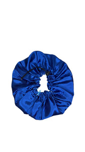 Navy blue reversible silky satin bonnet